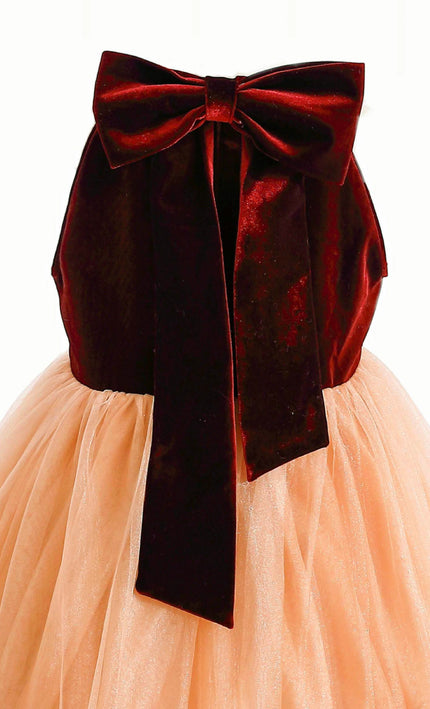 kids atelier tulleen Peach Tulle Pom-Pom Dress