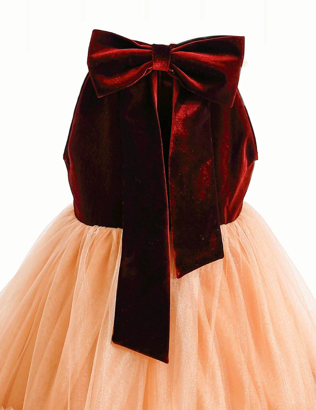 kids atelier tulleen Peach Tulle Pom-Pom Dress
