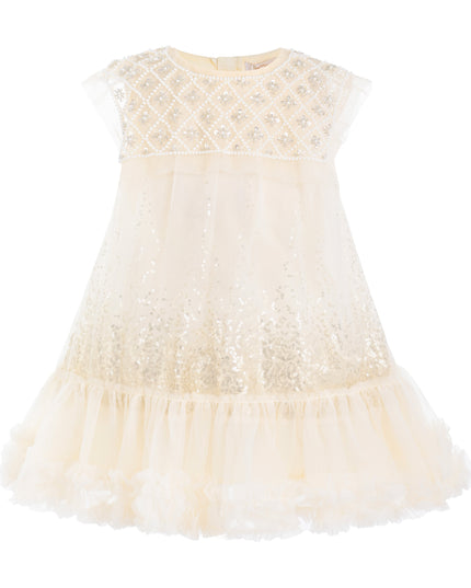 kids atelier tulleen Beige Renoria Lace Sparkle Dress