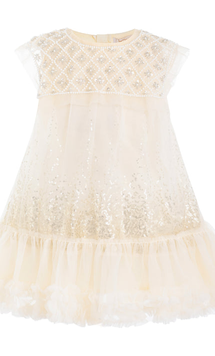 kids atelier tulleen Beige Renoria Lace Sparkle Dress