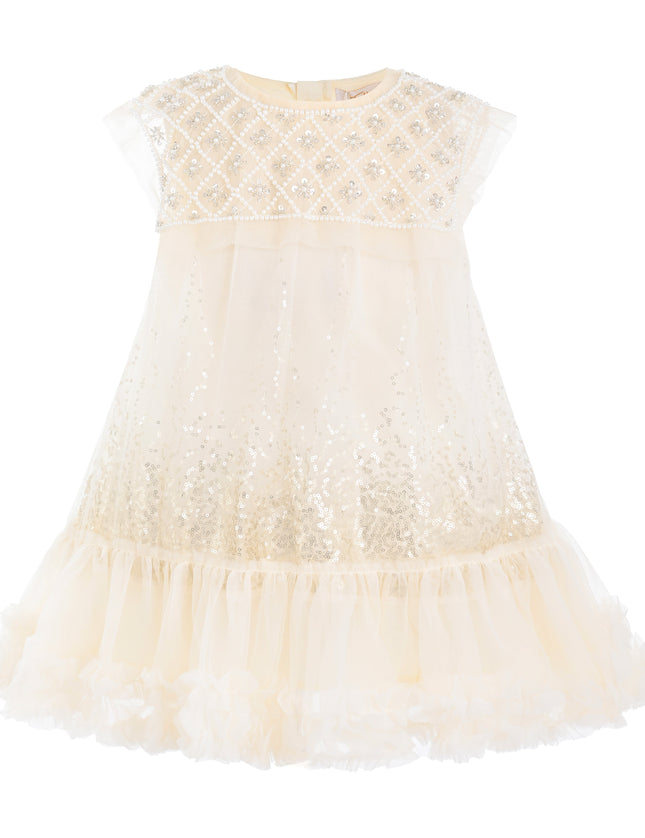 kids atelier tulleen Beige Renoria Lace Sparkle Dress