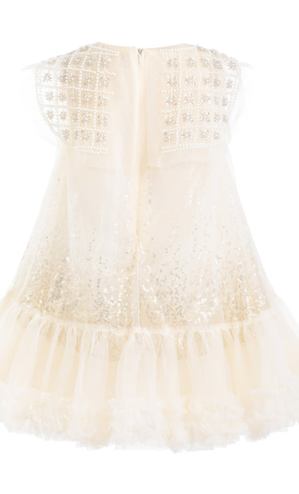 kids atelier tulleen Beige Renoria Lace Sparkle Dress