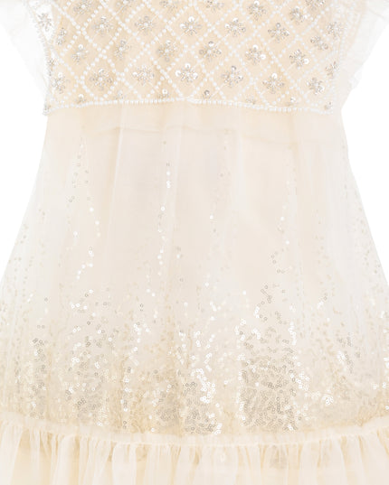 kids atelier tulleen Beige Renoria Lace Sparkle Dress