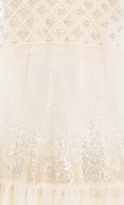 kids atelier tulleen Beige Renoria Lace Sparkle Dress