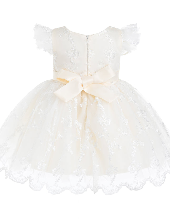 kids atelier tulleen Ivory Anavelle Lace Pearl Dress