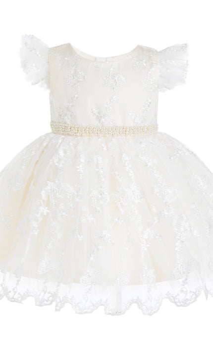 kids atelier tulleen Ivory Anavelle Lace Pearl Dress