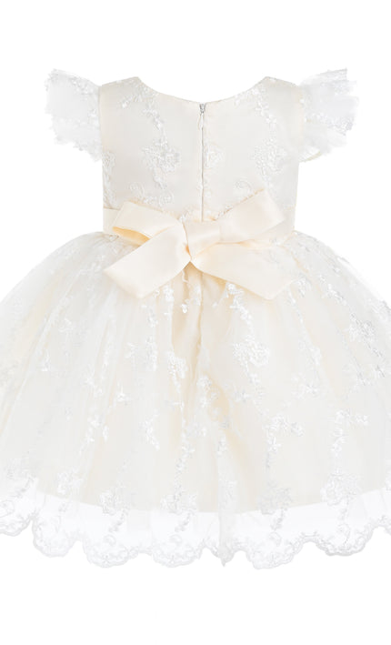 kids atelier tulleen Ivory Anavelle Lace Pearl Dress