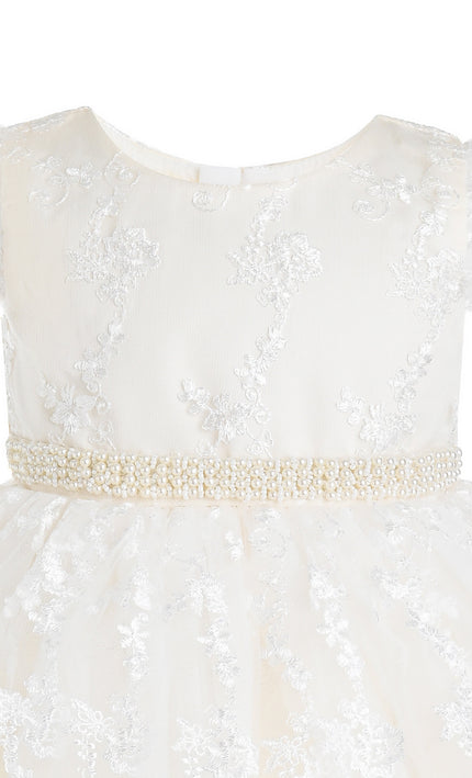 kids atelier tulleen Ivory Anavelle Lace Pearl Dress