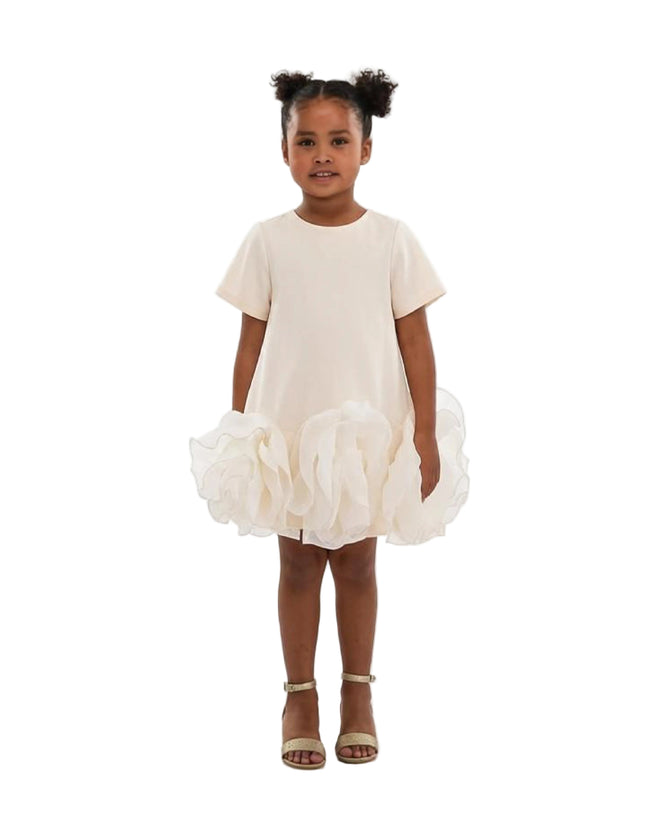 kids atelier tulleen Beige Verina Ruffled Hem A-Line Dress