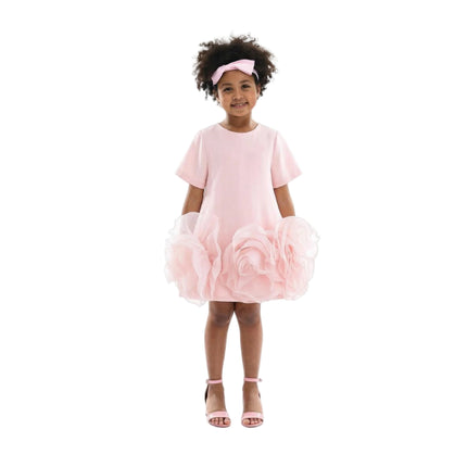 kids atelier tulleen Pink Verina Ruffled Hem A-Line Dress