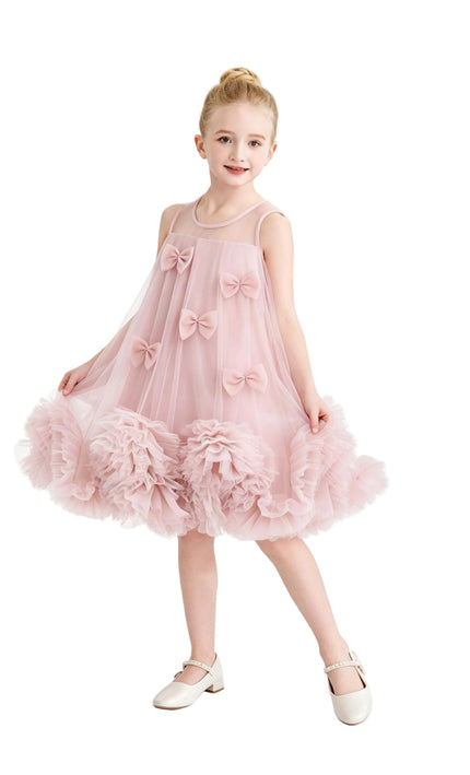 kids atelier tulleen Pink Mirielle Ribbon Bow Dress