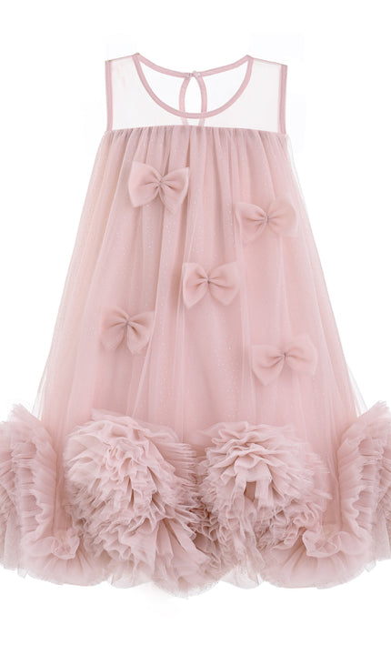 kids atelier tulleen Pink Mirielle Ribbon Bow Dress
