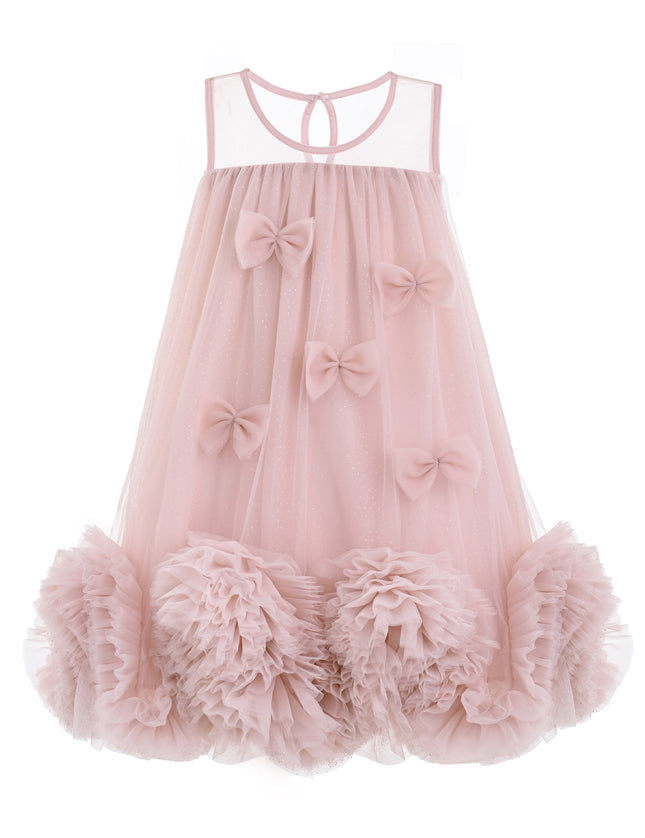 kids atelier tulleen Pink Mirielle Ribbon Bow Dress