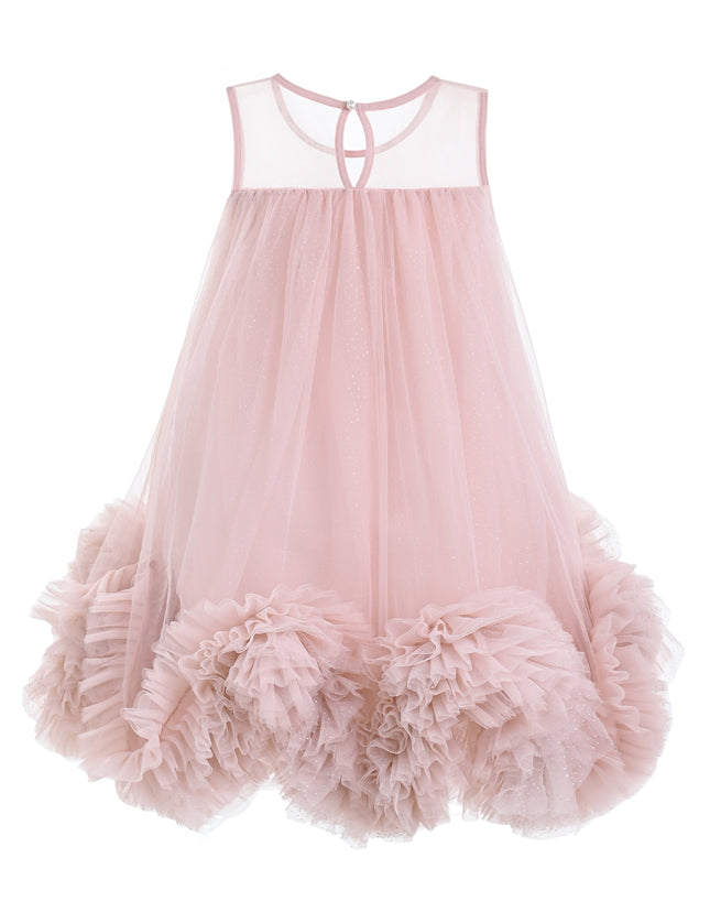 tulleen dresses Pink Violeta Sleeveless Ruffle Overlay Dress yet playful look Special Prices