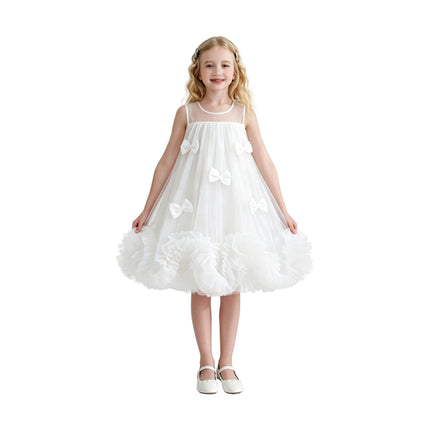 kids atelier tulleen White Mirielle Ribbon Bow Dress