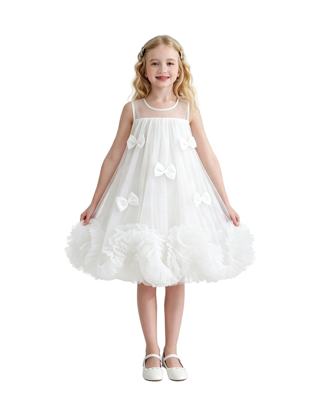 kids atelier tulleen White Mirielle Ribbon Bow Dress