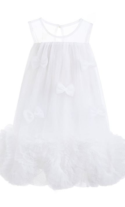 kids atelier tulleen White Mirielle Ribbon Bow Dress
