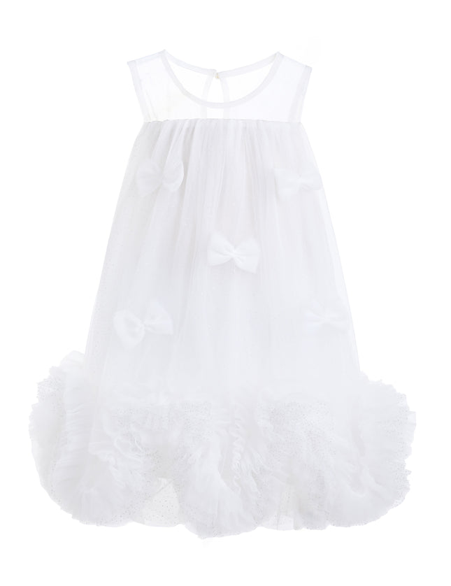 kids atelier tulleen White Mirielle Ribbon Bow Dress