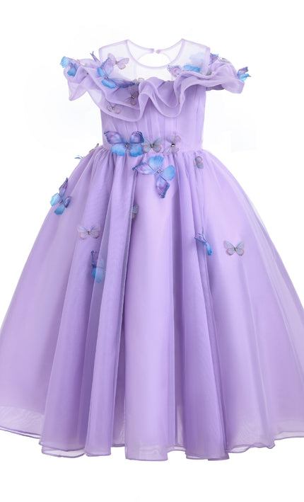 kids atelier tulleen Lavender Zelia Butterfly Gown