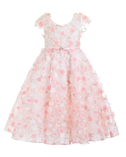 kids atelier tulleen Pink Louisa Embroidered Floral Dress