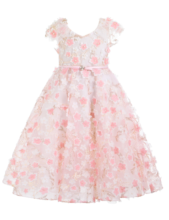 kids atelier tulleen Pink Louisa Embroidered Floral Dress