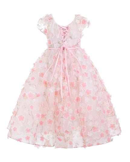 kids atelier tulleen Pink Louisa Embroidered Floral Dress