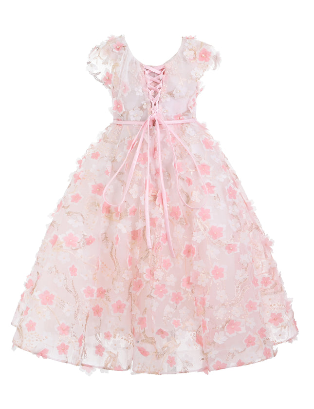kids atelier tulleen Pink Louisa Embroidered Floral Dress