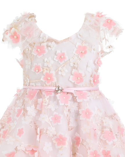 kids atelier tulleen Pink Louisa Embroidered Floral Dress