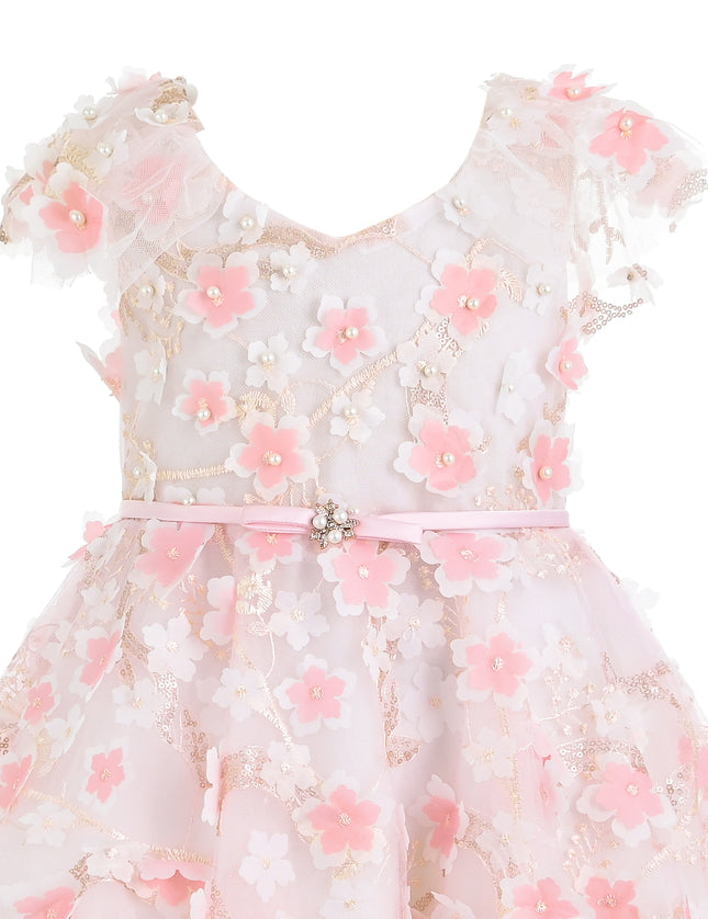 kids atelier tulleen Pink Louisa Embroidered Floral Dress