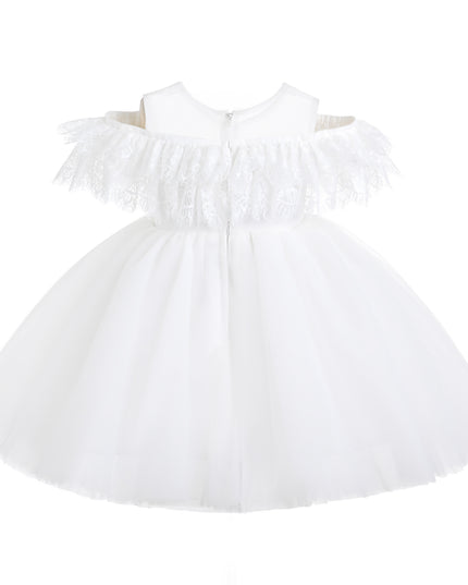 kids atelier tulleen White Estelle Off‑Shoulder Lace Dress