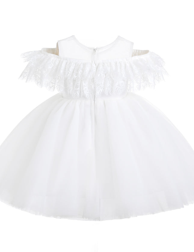 kids atelier tulleen White Estelle Off‑Shoulder Lace Dress