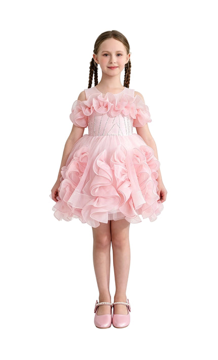 kids atelier tulleen Pink Zaria Ruffled Party Dress