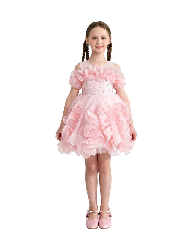 kids atelier tulleen Pink Zaria Ruffled Party Dress