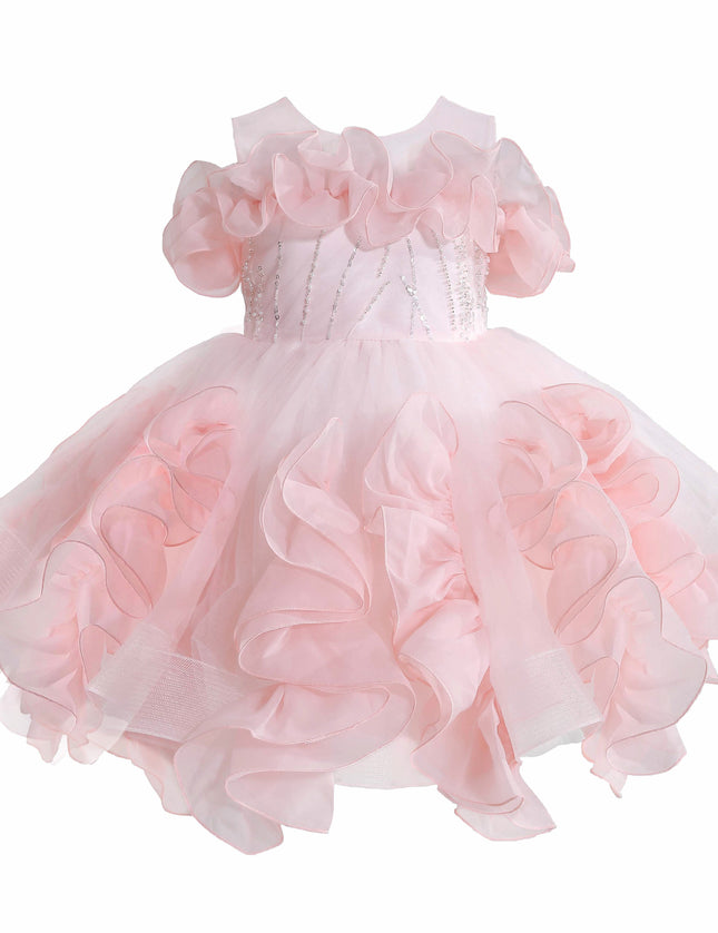 kids atelier tulleen Pink Zaria Ruffled Party Dress
