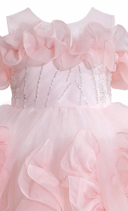 kids atelier tulleen Pink Zaria Ruffled Party Dress