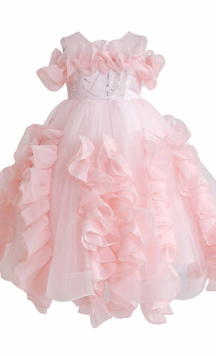 kids atelier tulleen Pink Avalora Ruffled Formal Dress