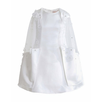kids atelier tulleen White HoneyBelle Floral Overlay Dress