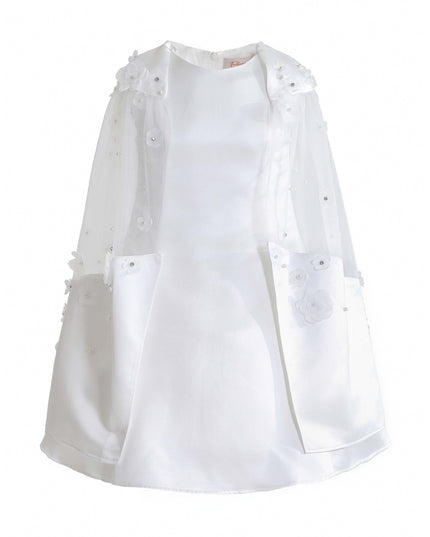 kids atelier tulleen White HoneyBelle Floral Overlay Dress