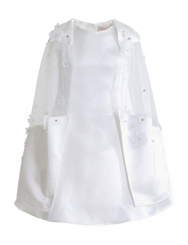 kids atelier tulleen White HoneyBelle Floral Overlay Dress