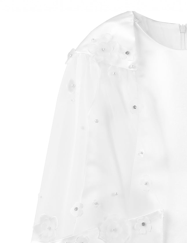 kids atelier tulleen White HoneyBelle Floral Overlay Dress