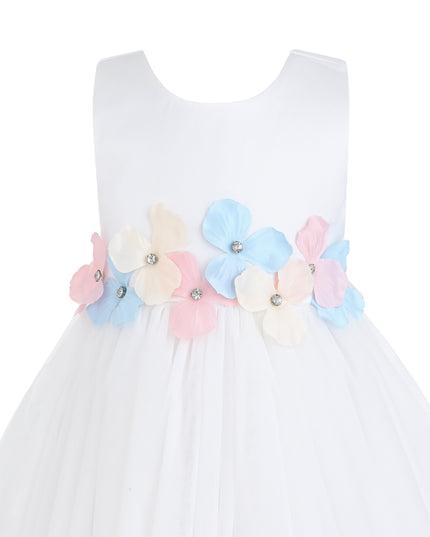 kids atelier tulleen White Elarisse Floral Waist Dress