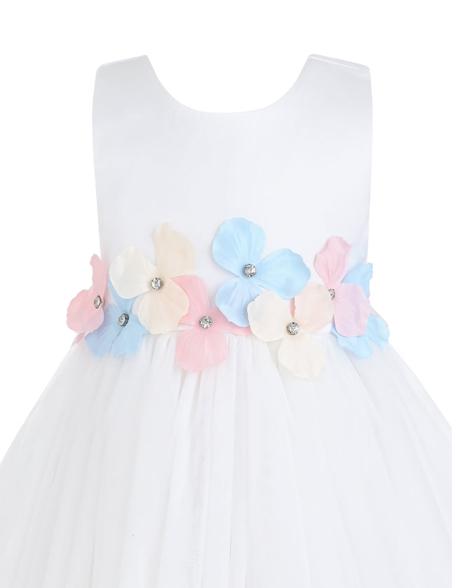 kids atelier tulleen White Elarisse Floral Waist Dress