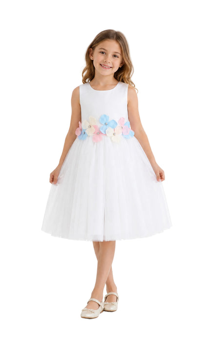 kids atelier tulleen White Elarisse Floral Waist Dress