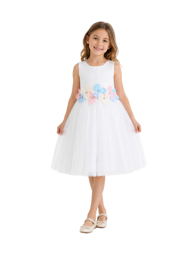 kids atelier tulleen White Elarisse Floral Waist Dress