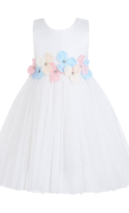 kids atelier tulleen White Elarisse Floral Waist Dress