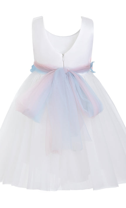 kids atelier tulleen White Elarisse Floral Waist Dress