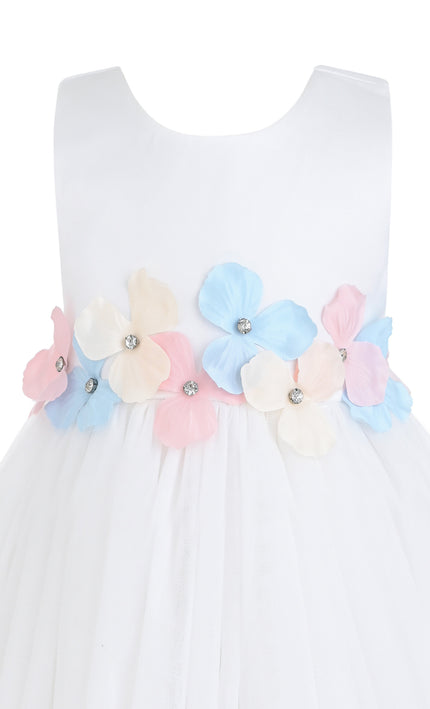 kids atelier tulleen White Elarisse Floral Waist Dress