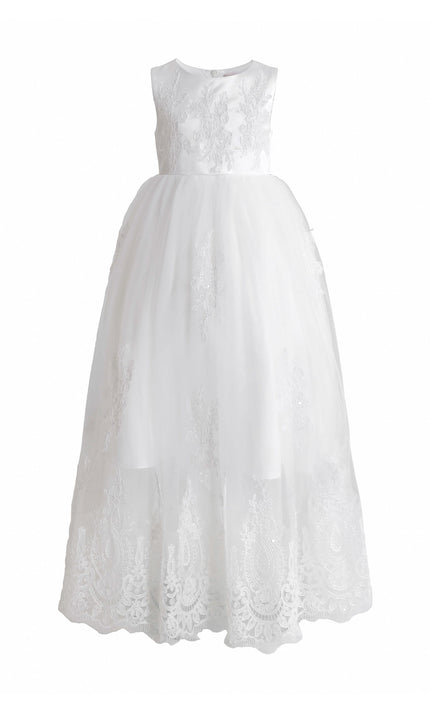 kids atelier tulleen White Avalora Lace Tulle Dress