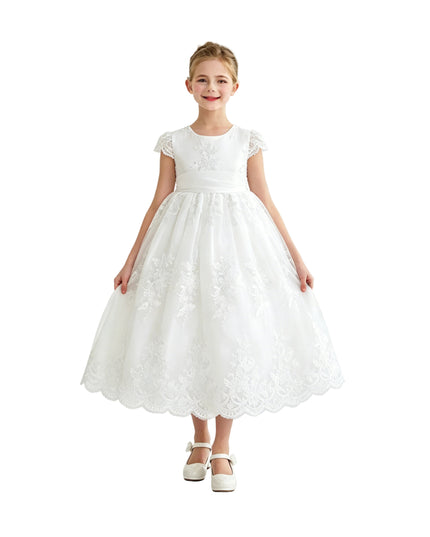 kids atelier tulleen White Valina Lace Communion Dress