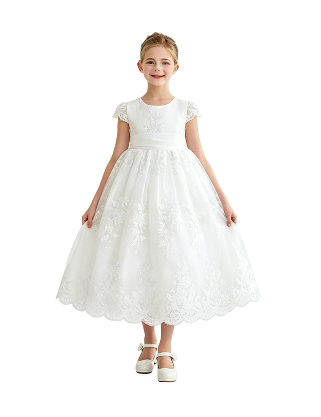 kids atelier tulleen White Valina Lace Communion Dress